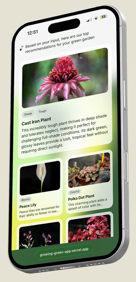 Green Garden App Results Screen