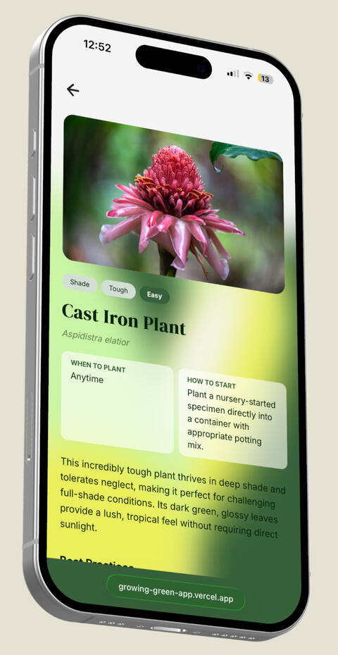 Green Garden App Info Screen Green Garden App Info Screen