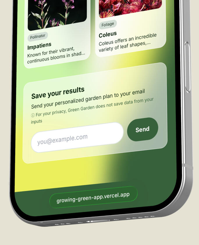 Green Garden App Email Card